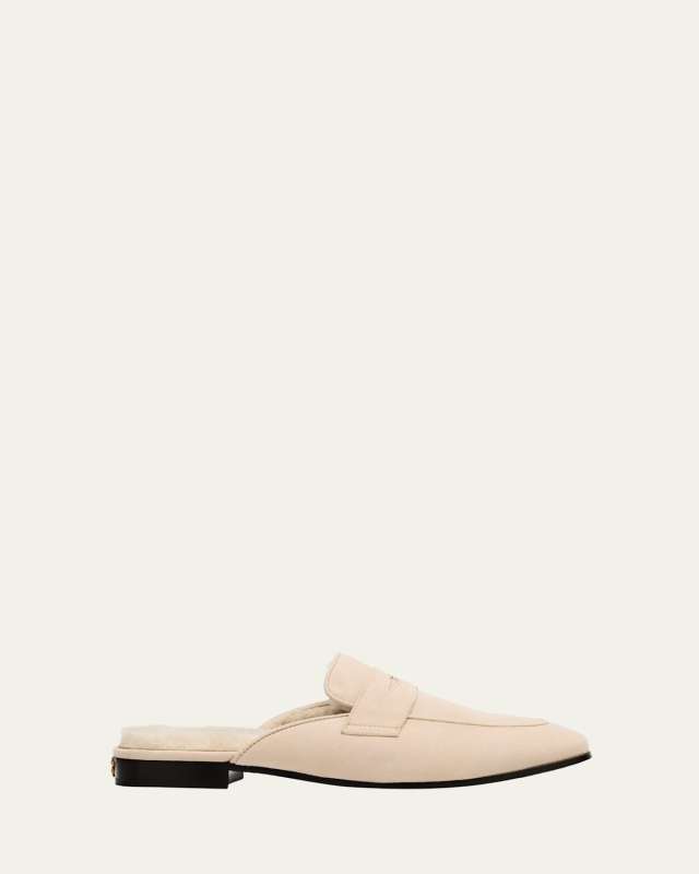 Nomad Shearling-Lined Suede Loafer Mules